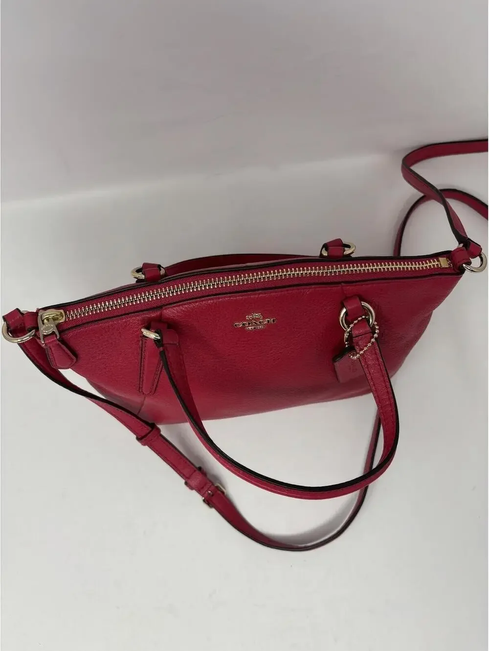 Coach Kelsey Hot Pink Leather Satchel & Shoulder Bag Crossbody Purse - Picture 8 of 8